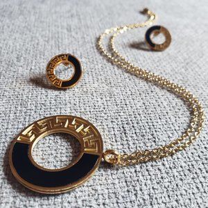 Gold & Black Grecian Necklace w/ Matching Earrings